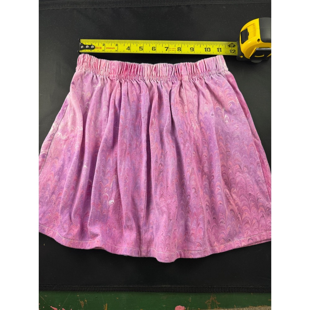 Shirleigh's Marbled art Kid skirt Pink Hand dyed cotton size L Made in the USA - Picture 2 of 9